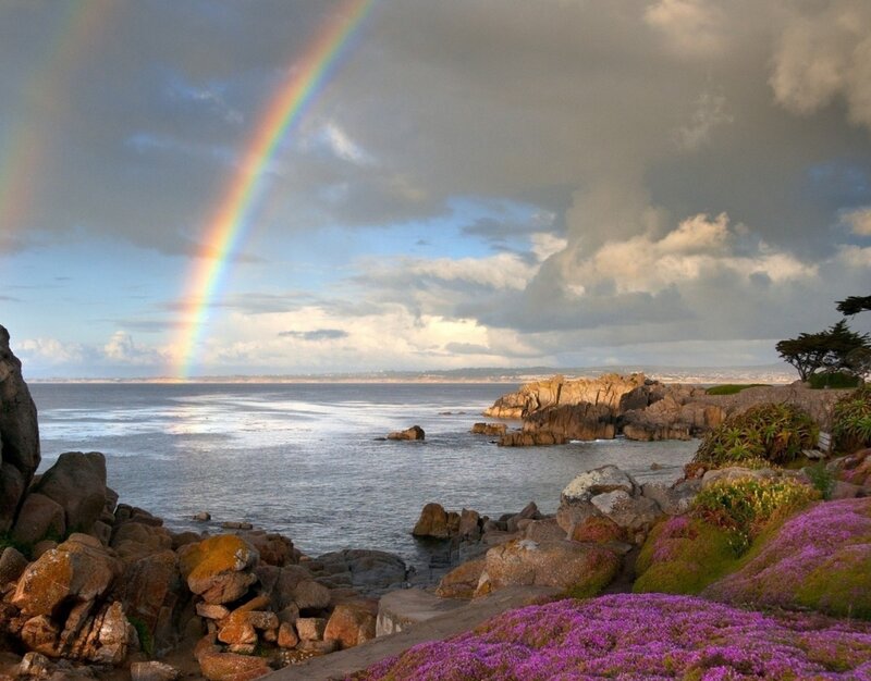 Rainbow over Ocean Coast
