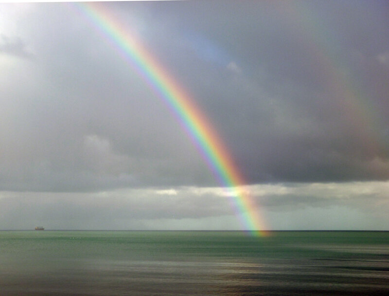 Rainbow over Ocean — Gray, Dramatic