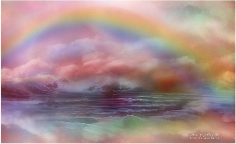 Rainbow over Ocean — Pink, Serene