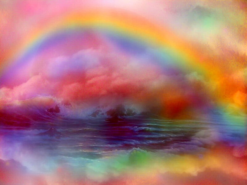 Rainbow over Ocean — Pink