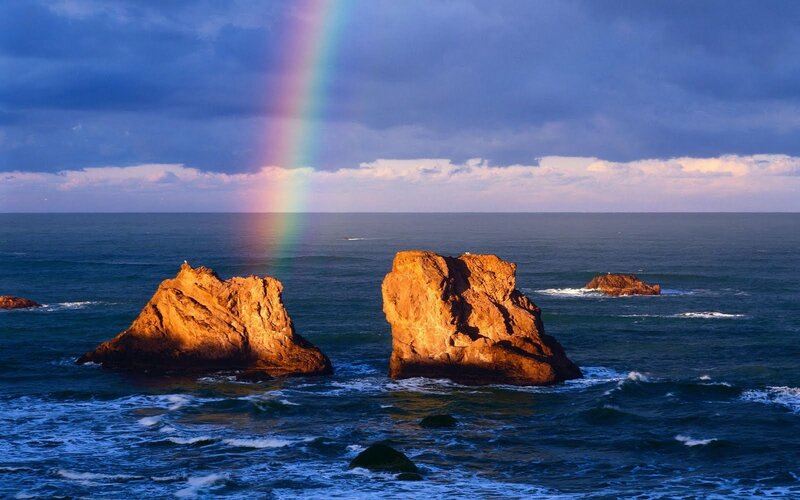 Rainbow over Ocean Rocks — Blue