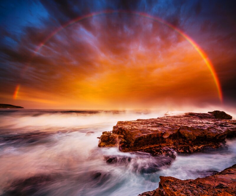 Rainbow over Ocean Rocks — Orange