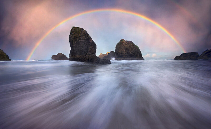 Rainbow over Ocean Rocks — Purple
