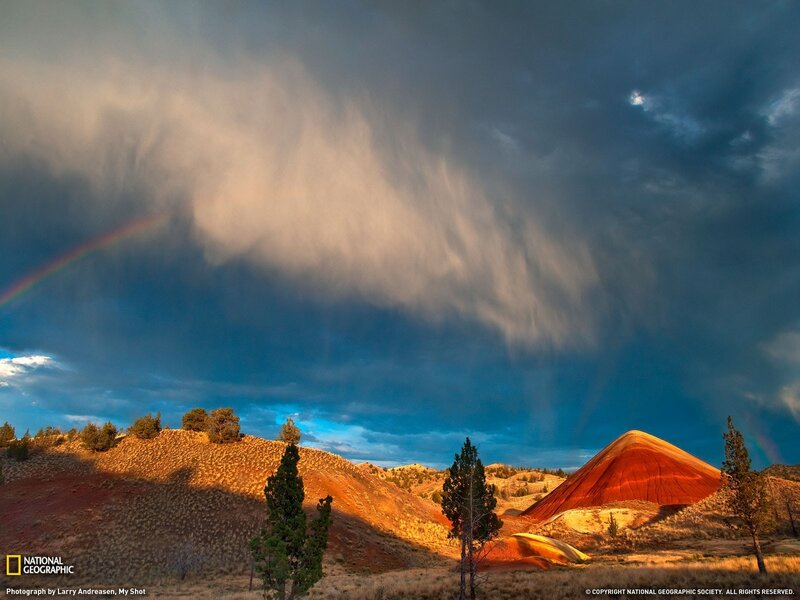 Rainbow over Red Hills — Dramatic