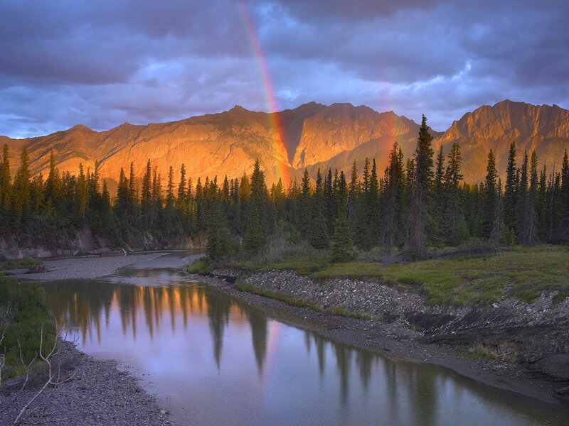 Rainbow over River — Blue, Dramatic