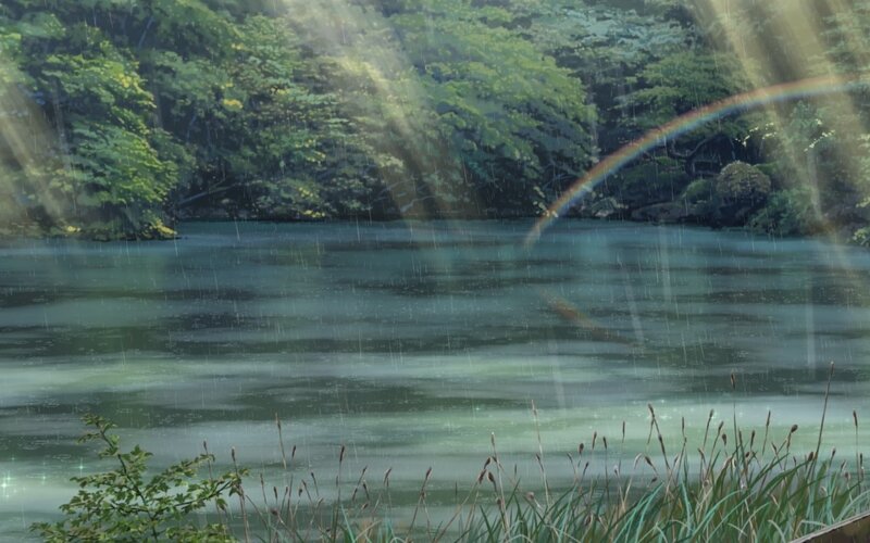 Rainbow over River — Green, Serene, Afternoon
