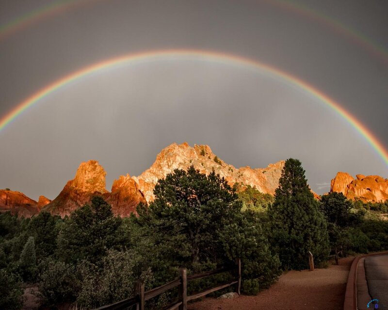Rainbow over Rock Formations — Gray