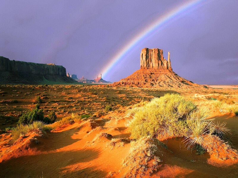 Rainbow over Rock Formations — Orange, Dramatic