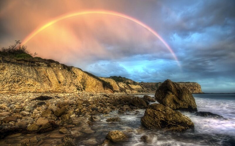 Rainbow over Rocky Shore — Orange
