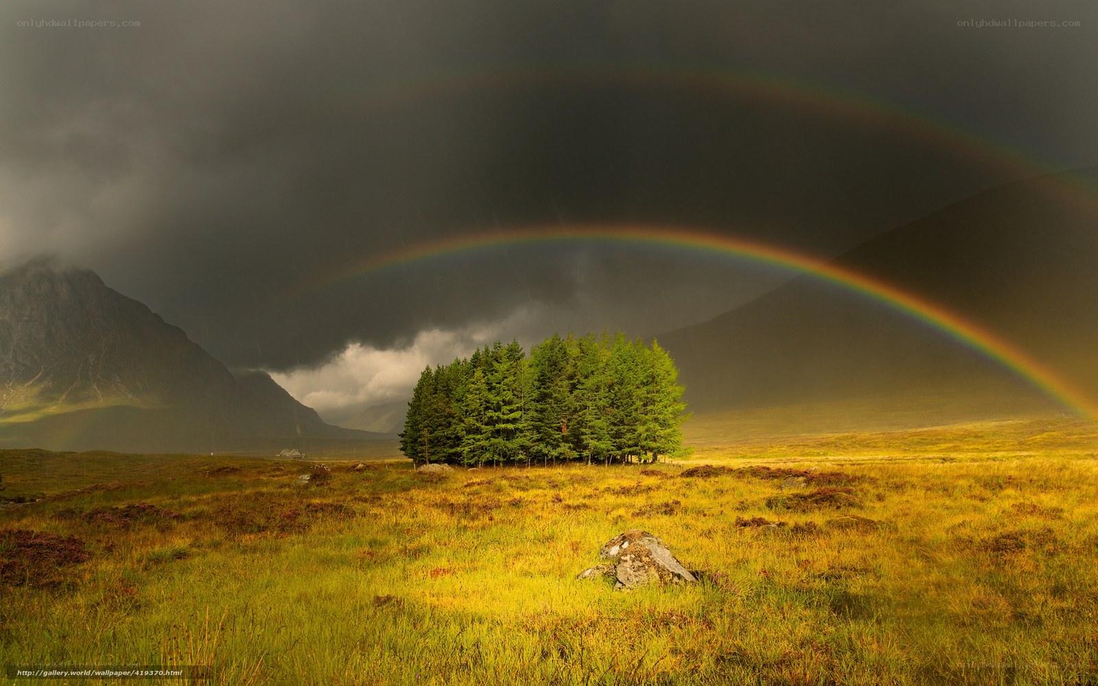 Rainbow over Scottish Highlands