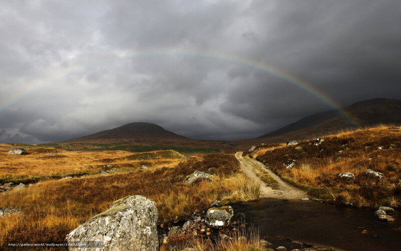 Rainbow over Scottish Highlands