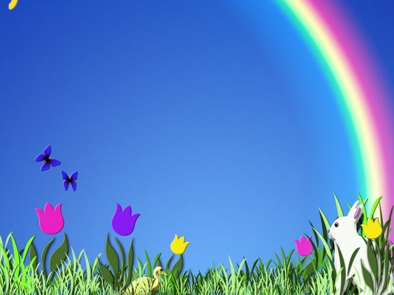 rainbow over spring meadow