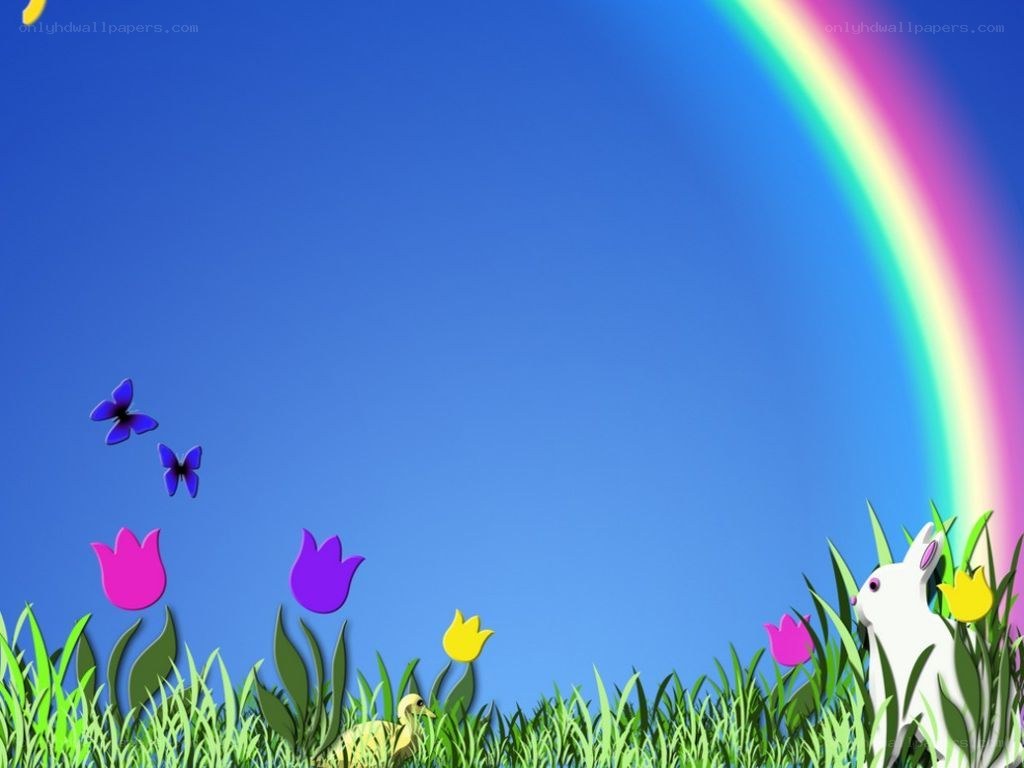 rainbow over spring meadow