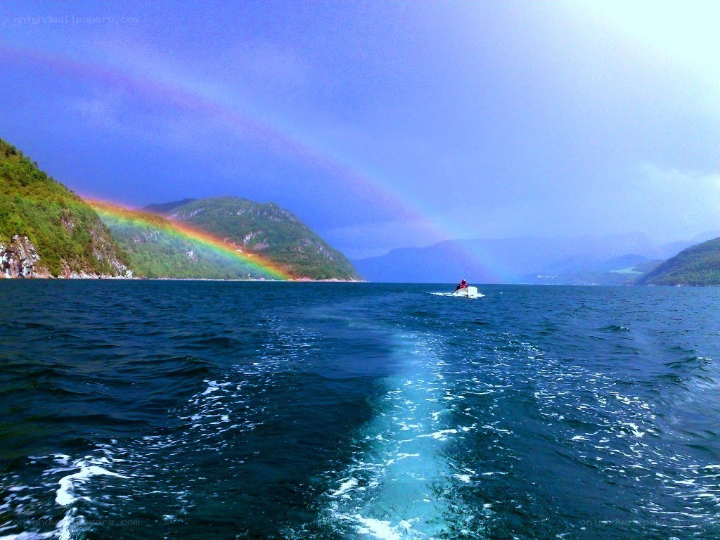 Rainbow over the fjord