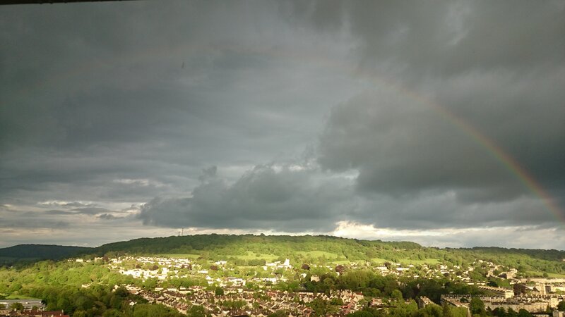 Rainbow over Town — Gray