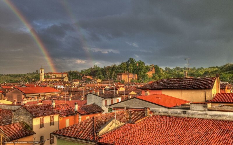 Rainbow over Town — Red
