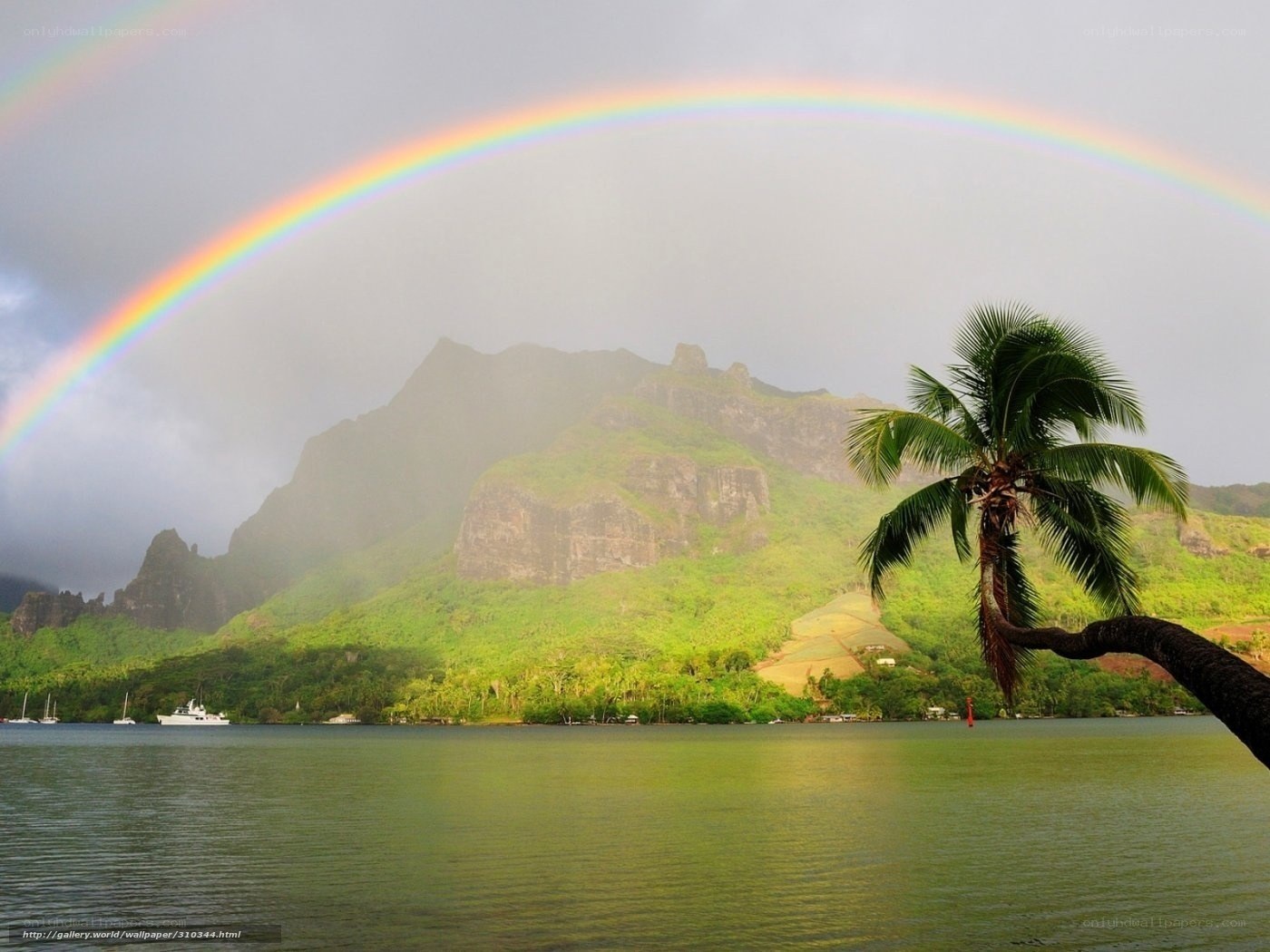 Rainbow over tropical bay