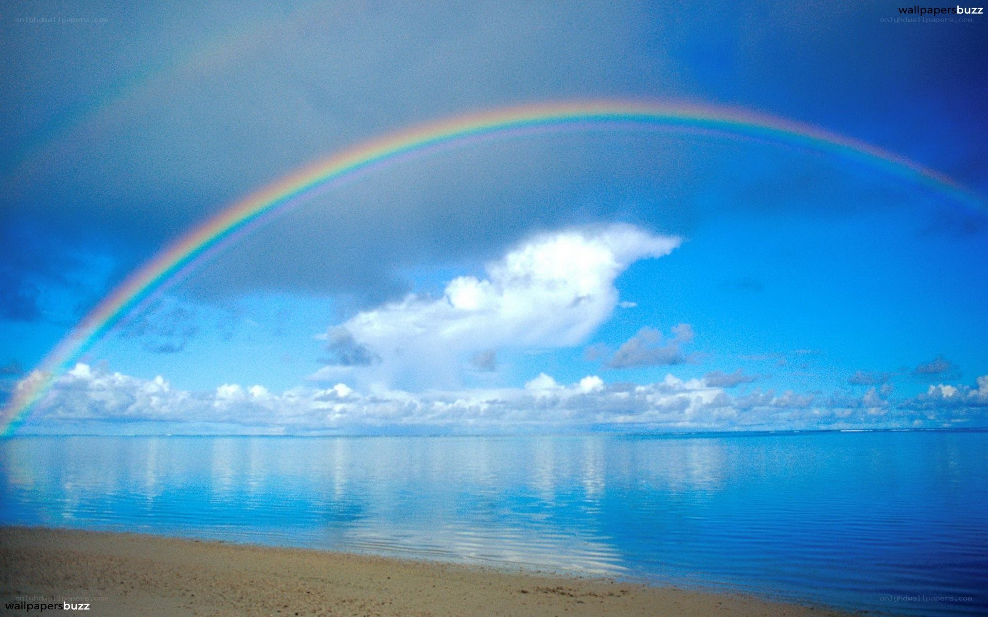 Rainbow over tropical beach