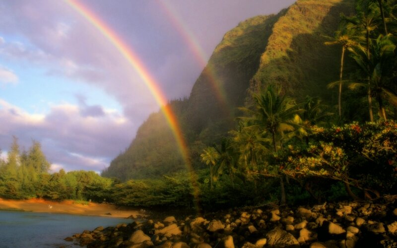 Rainbow over Tropical Coast — Green