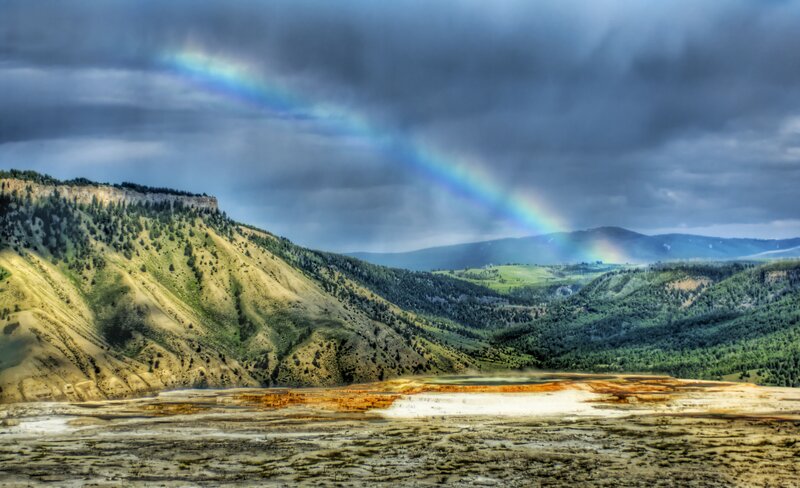 Rainbow over Valley — Green, Dramatic