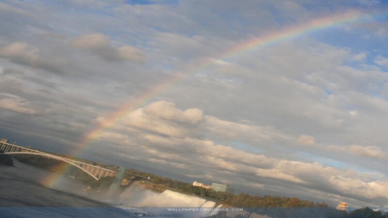 Rainbow over Waterfall — Blue, Dramatic