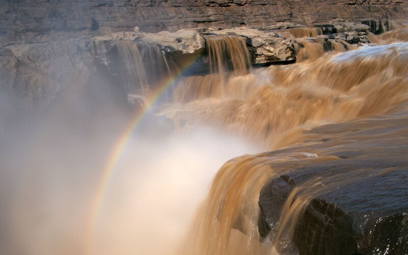 Rainbow over Waterfall — Brown