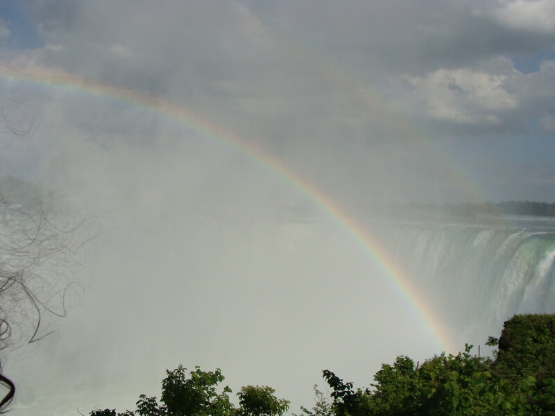 Rainbow over Waterfall — Gray, Dramatic