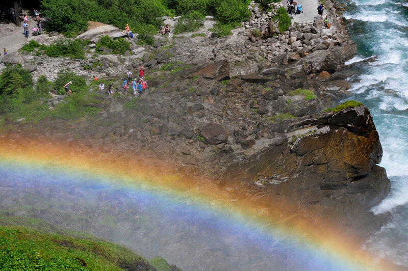 Rainbow over Waterfall — Green, Natural