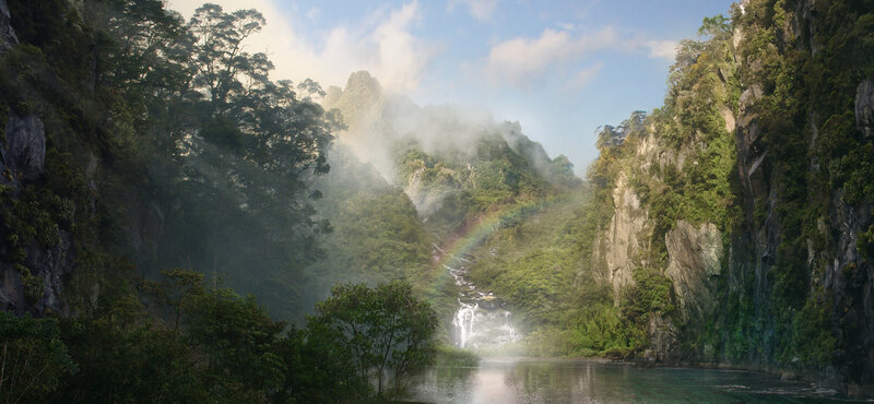 Rainbow over Waterfall — Green