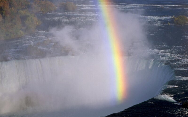 Rainbow over Waterfall — White