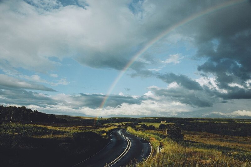 Rainbow over Winding Road — Blue