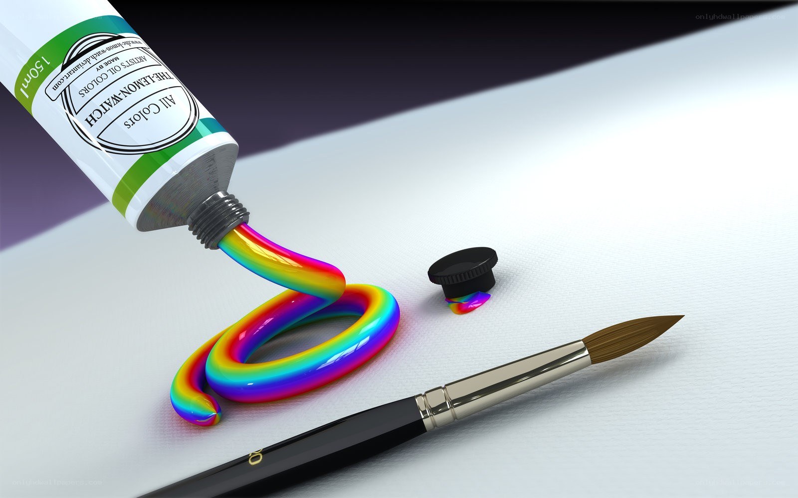 Rainbow paint being squeezed