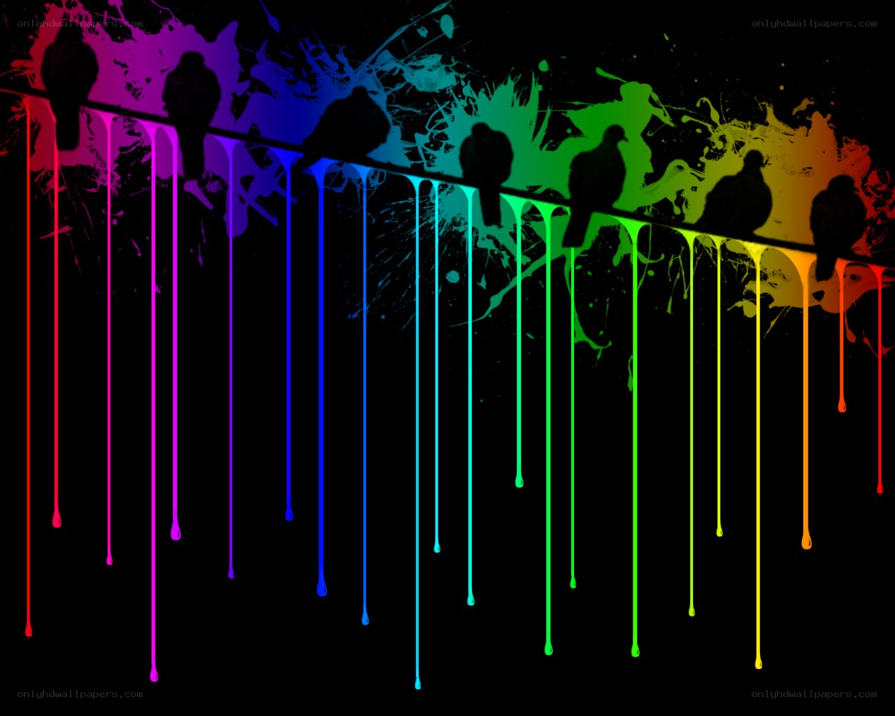 rainbow paint birds
