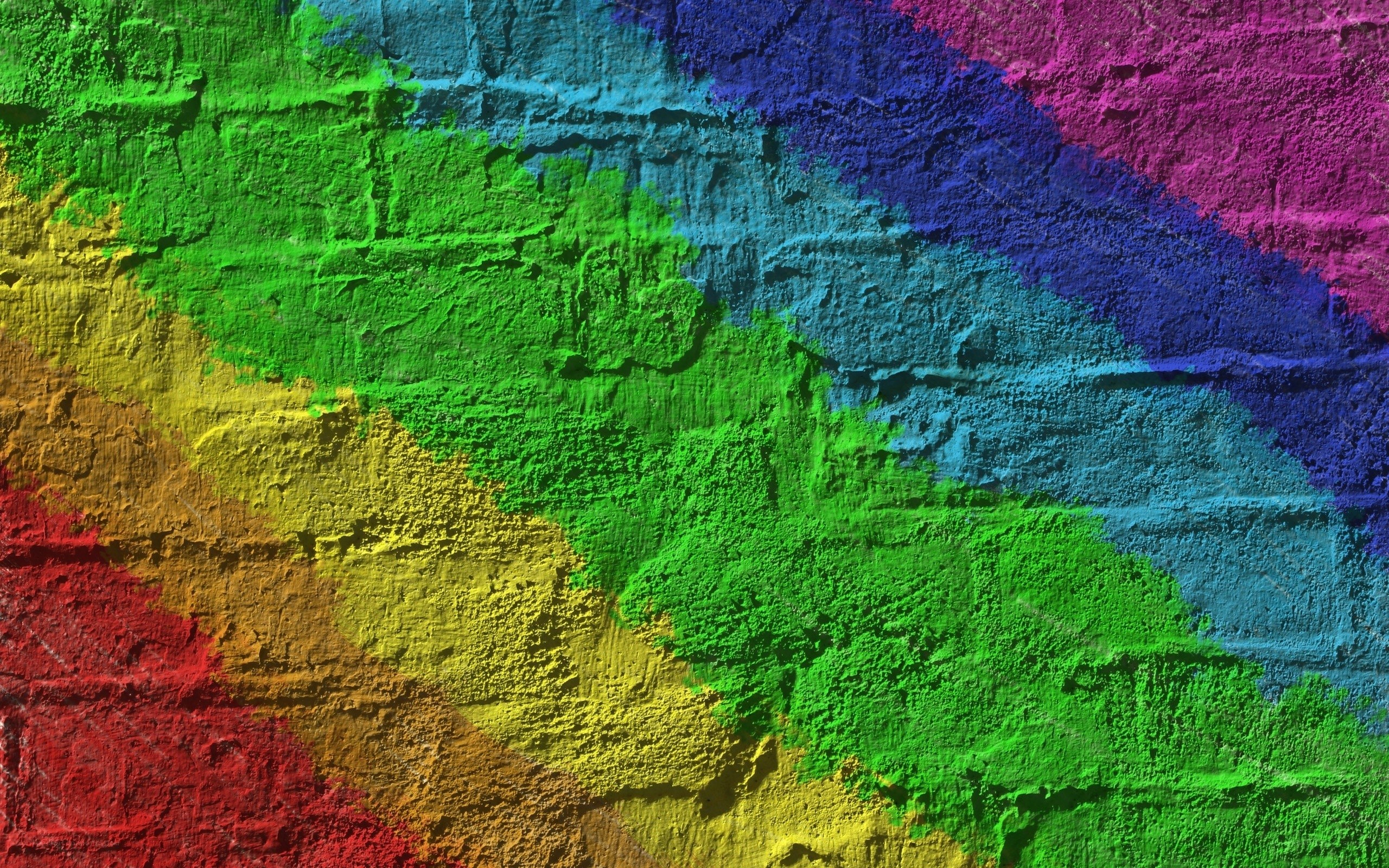 rainbow-painted brick wall