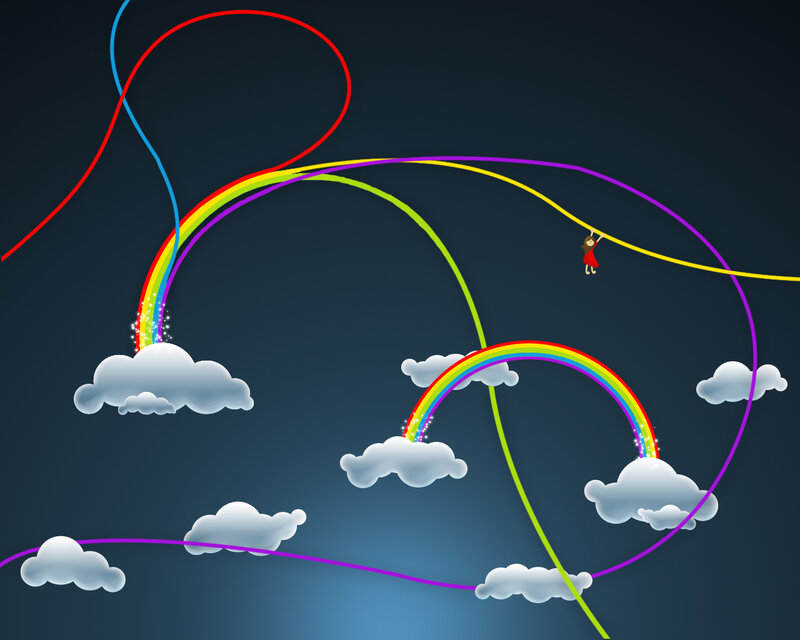 rainbow paths in the sky