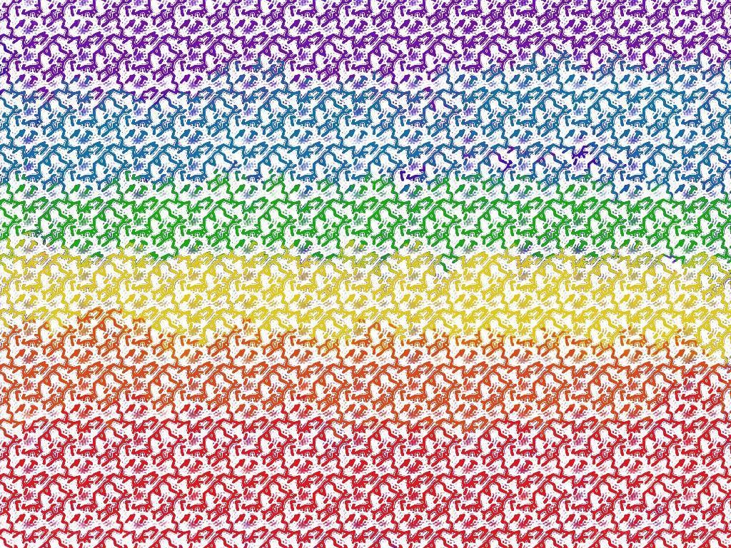 Rainbow pattern with repeating shapes