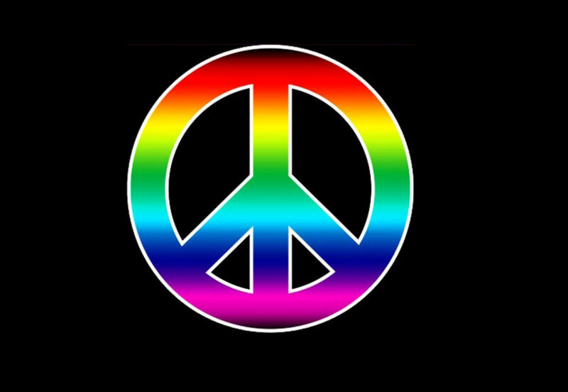 Rainbow Peace Symbol — Red