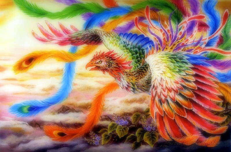 Rainbow Phoenix Bird