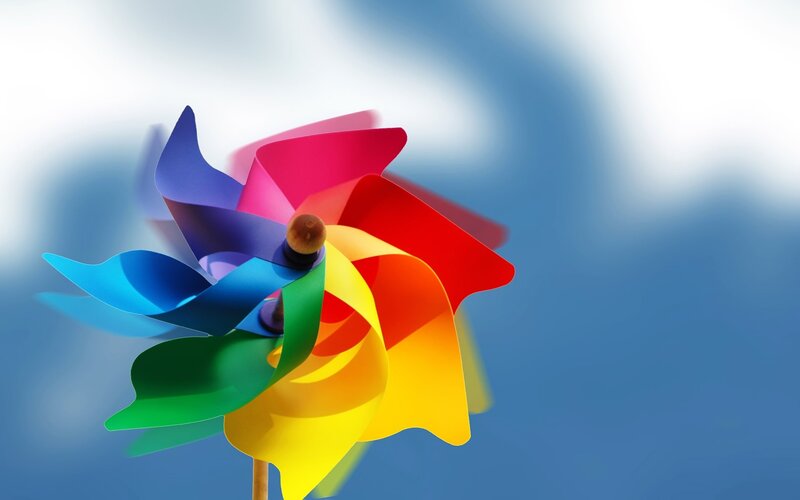 Rainbow Pinwheel — Blue, Playful