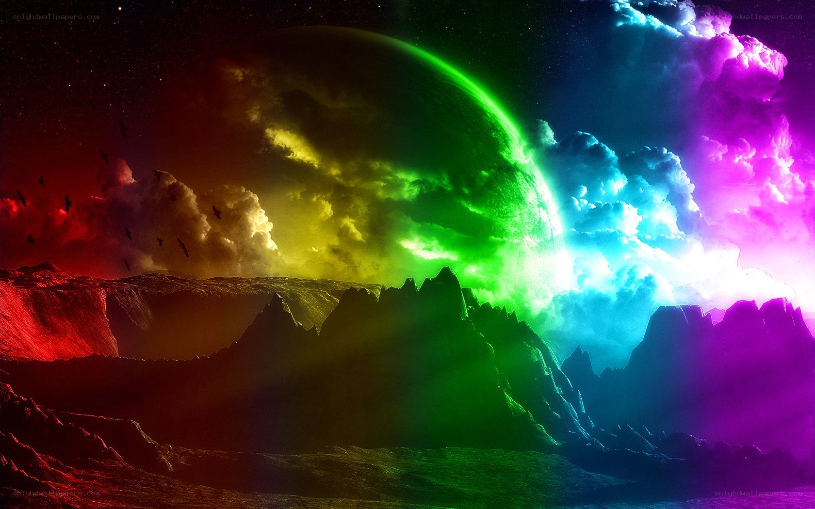 rainbow planet landscape
