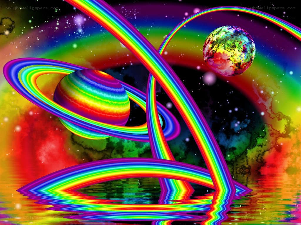 rainbow planets in space