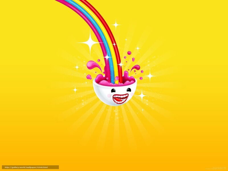 Rainbow pouring into a smiling bowl
