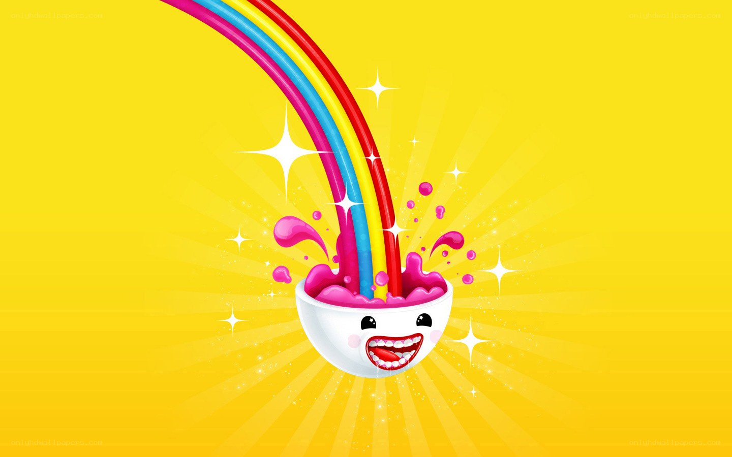 rainbow pouring into bowl