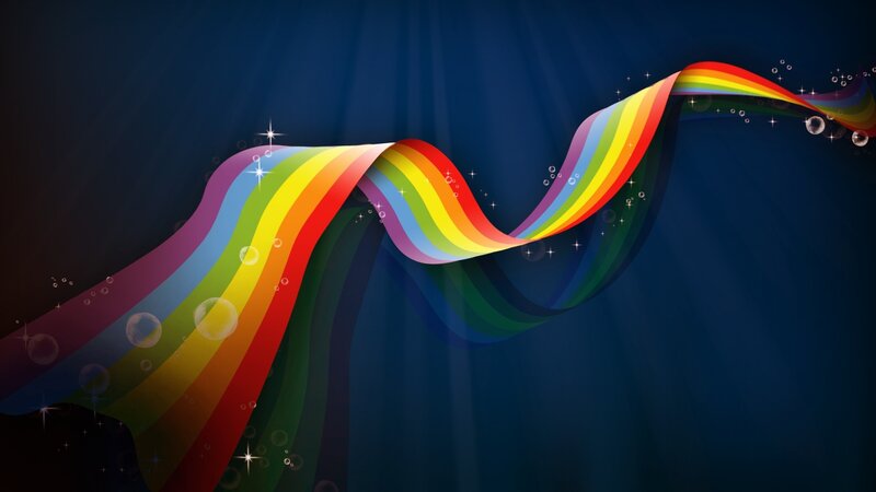 Rainbow Ribbon Swirl — Blue, Dreamy