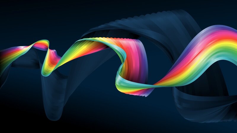 Rainbow Ribbon Swirl — Blue, Dynamic