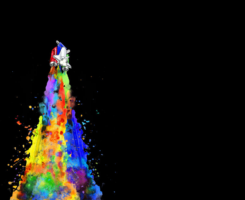rainbow rocket launch