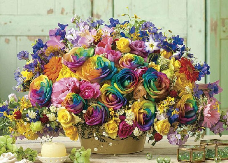 Rainbow Rose Bouquet — Purple