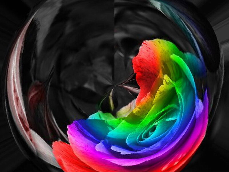 Rainbow Rose in Glass — Red
