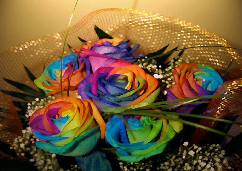 Rainbow Roses Bouquet — Festive