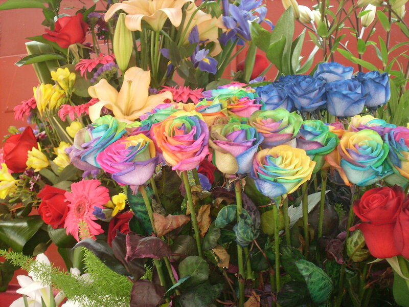 Rainbow Roses in Bouquet — Red